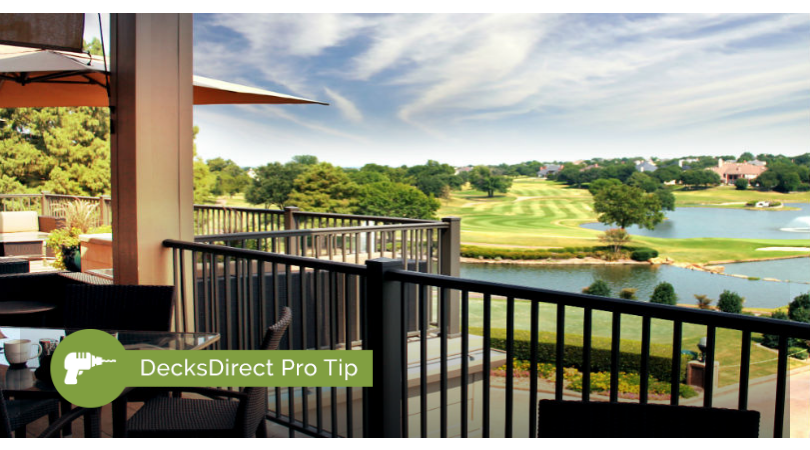 Know the warranty on all deck railing, lighting and decking products including this beautiful black powder-coated aluminum AFCO Pro deck railing on a golf course