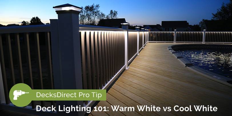 Learn the difference between the warm white light temperature and cool white light temperature of  low-voltage and solar deck lighting options