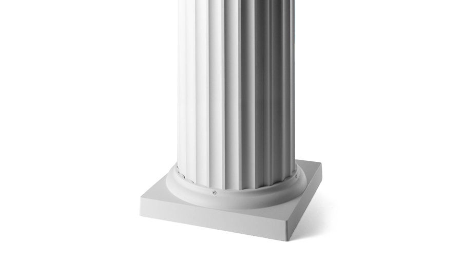 A round fluted aluminum load-bearing porch column
