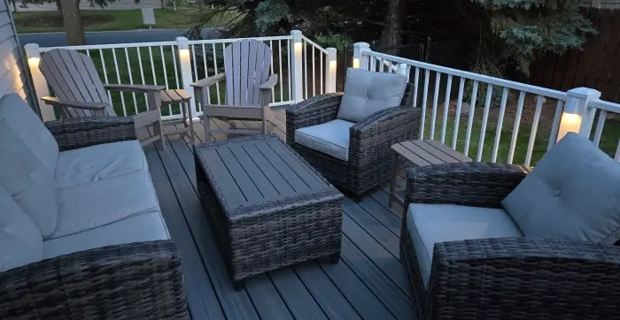 A beautiful deck lit with Effuse Lighting